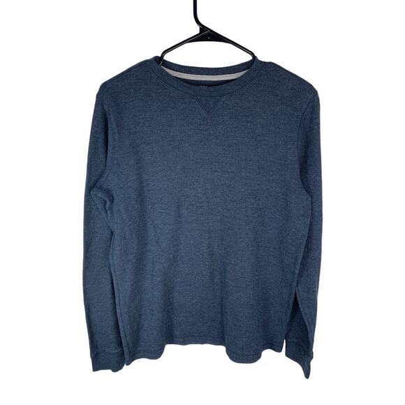 Lands End Mens Blue Waffle Knit Crewneck Pullover Sweater XL - Picture 1 of 5